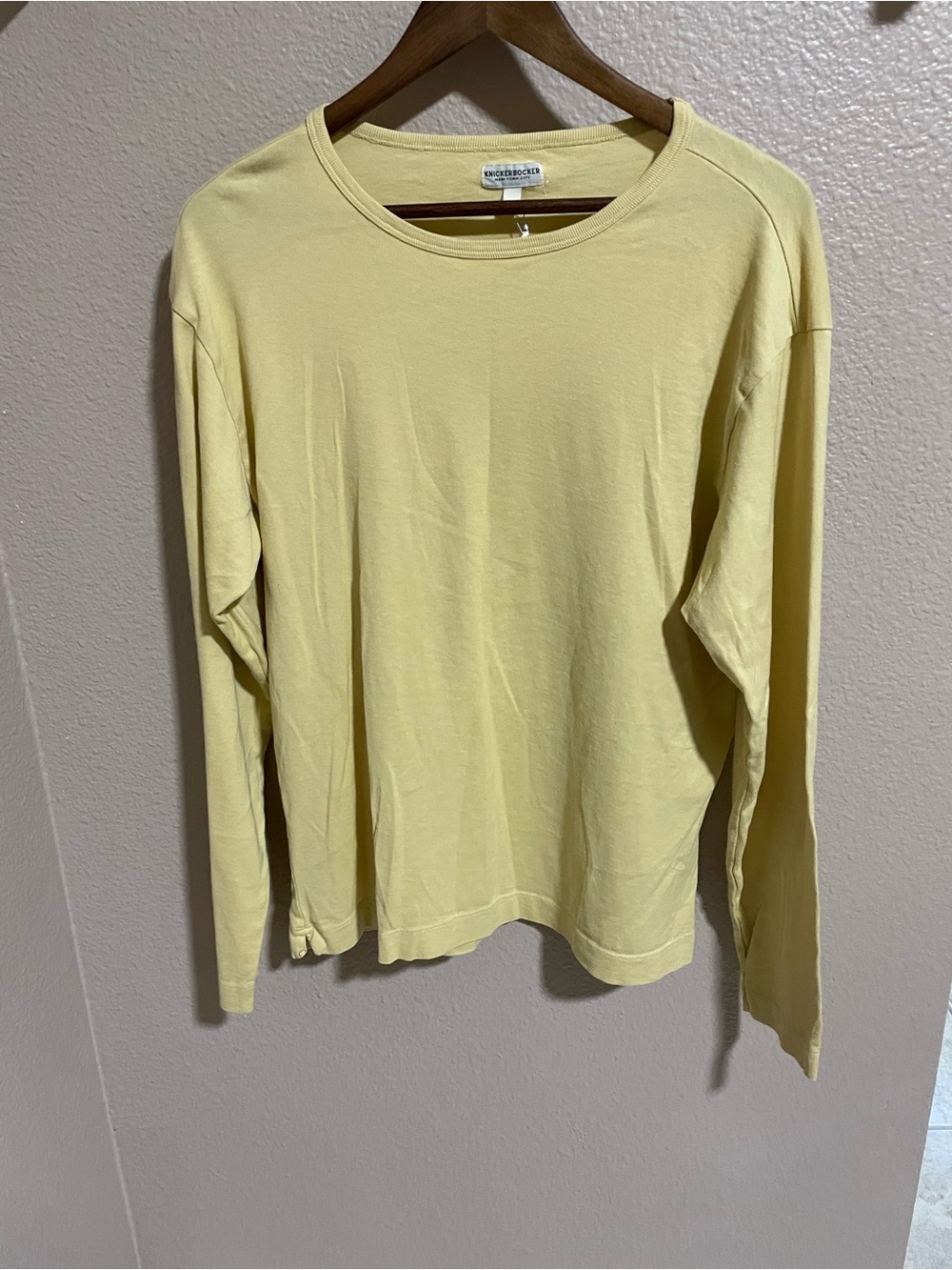 Knickerbocker Long-Sleeve Crewneck Shirt in Light Yellow NWOT. Made in Portugal